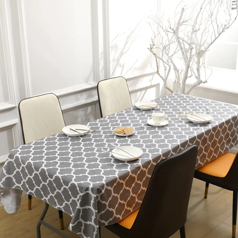 

17AHSM Rectang Moroccan Style Flannel Tablecloth PVC Edging Dining Table Waterproof Oil-Proof Eco-friendly materialsTableCover