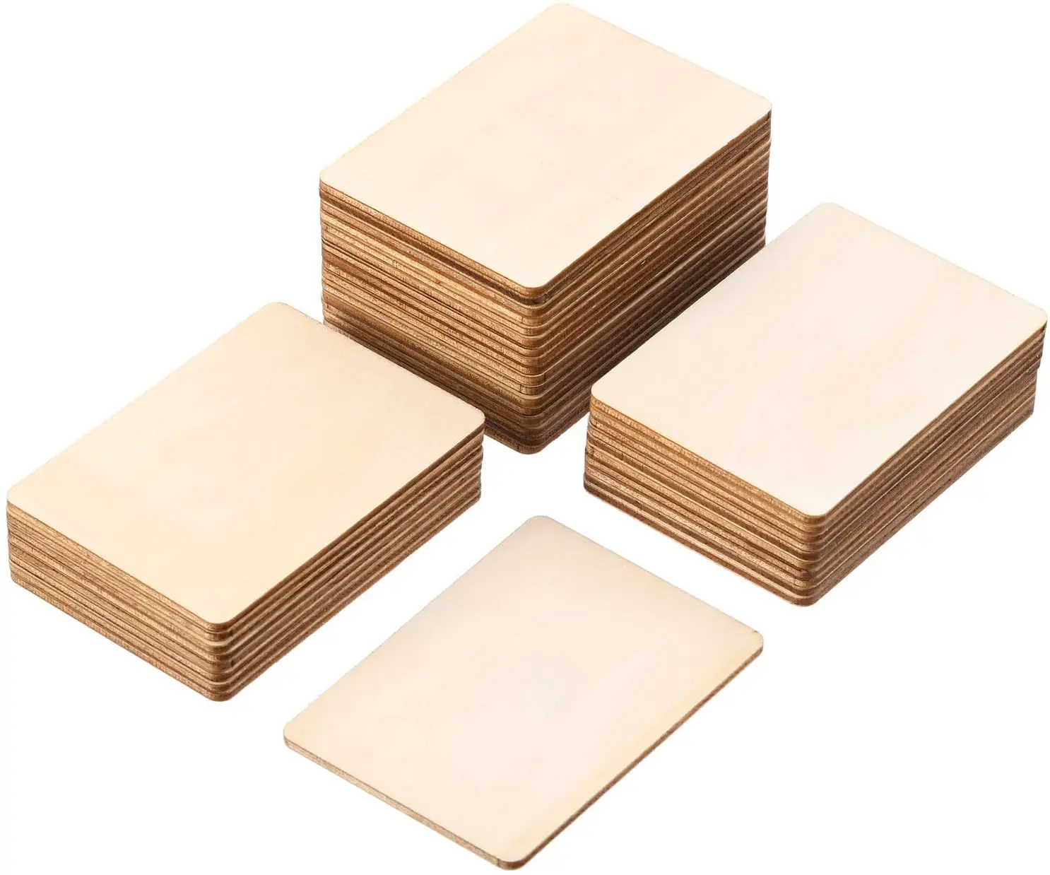 30pcs Blank Wood Squares Pieces Unfinished Round Corner Square Wooden Cutouts for DIY Arts Craft Project Laser Engraving Carving