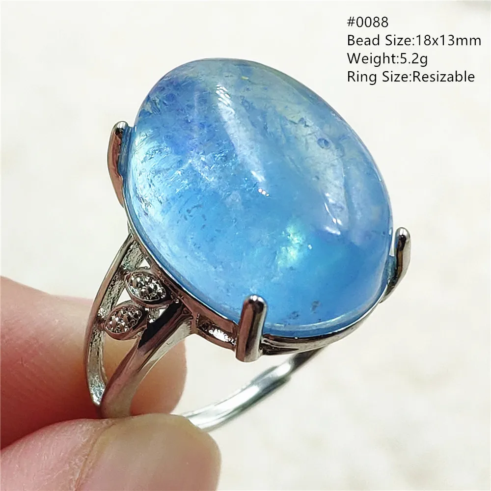 Natural azul aquamarine contas anel ajustável brasil anel oval 925 prata esterlina aquamarine jóias feminino aaaaa