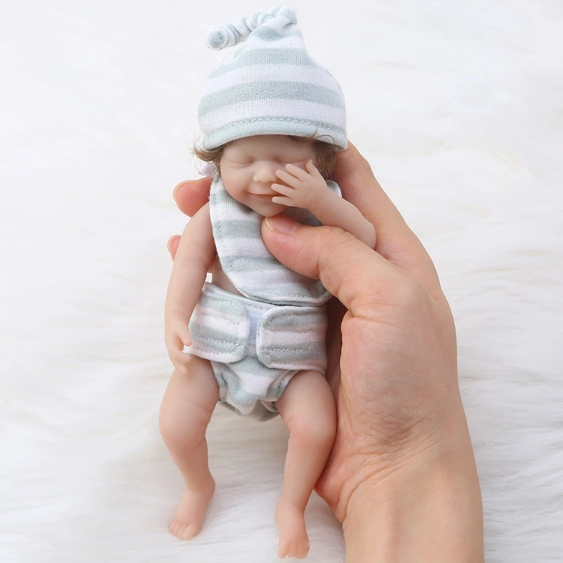 15CM Soft Realistic Baby Girl Doll Smiling Face with Feeding Bottle Lifelike Educational Reborn Boutique Collections Party Gift