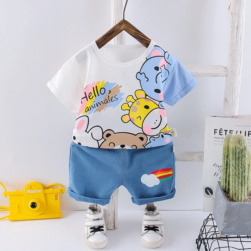 New Summer Baby Girl Clothes Suit Children Boys Cartoon T-Shirt Shorts 2Pcs/Sets Toddler Sports Costume Outfits Kids Tracksuits