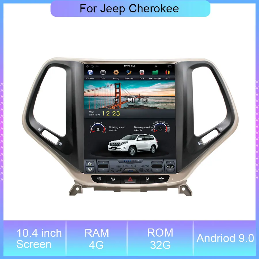 

10.4'' Tesla Vertical Screen Android Navigation Radio Car DVD Player For Jeep Cherokee Radio GPS Navigation Video