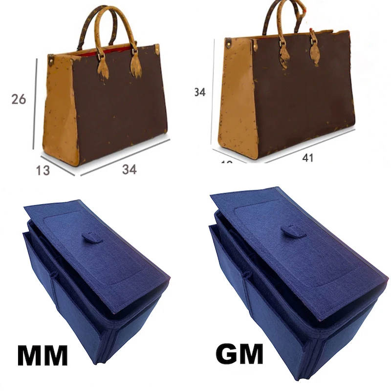 Bolso de mano para Onthego MM GM, organizador, delineador, Insert-3MM, fieltro Premium, hecho a mano, 20 colores