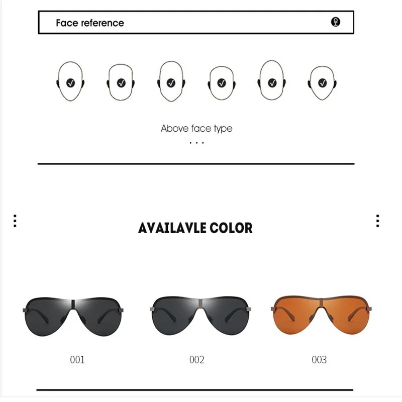 BLUEMOKY Male Rimless Siamese Sunglasses for Men Polarized UV400 Pilot Sun Glasses for Men Polarized Sports Eyewear
