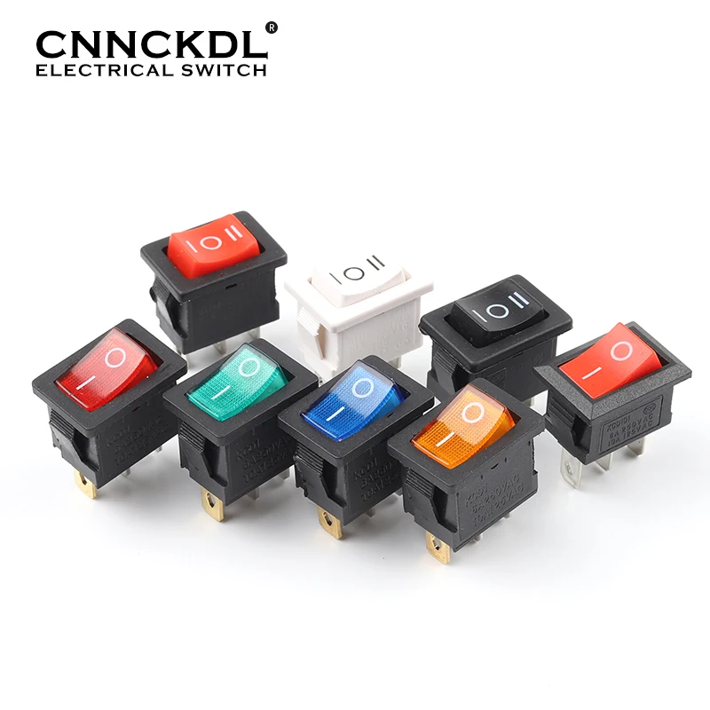 5 PCS/Lot KCD1 21X15mm 3Pin Boat Car Rocker Switch 6A/250VAC 10A/125VAC Red Yellow Green Blue power Button Switch with Light