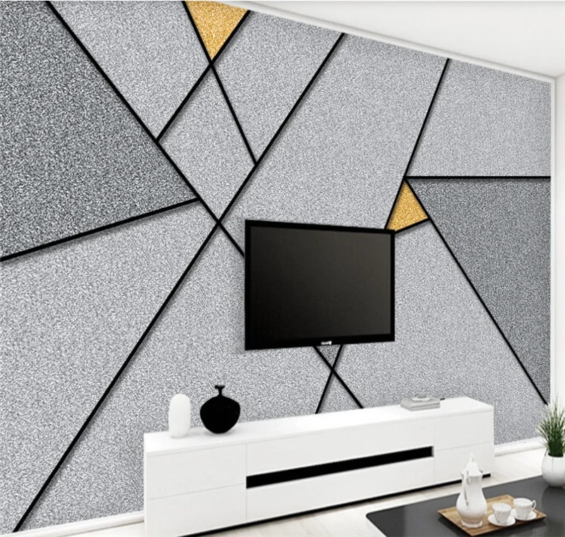 

Xuesu Nordic minimalist personality abstract geometric lines square TV background wall custom wallpaper mural 3D/5D/8D