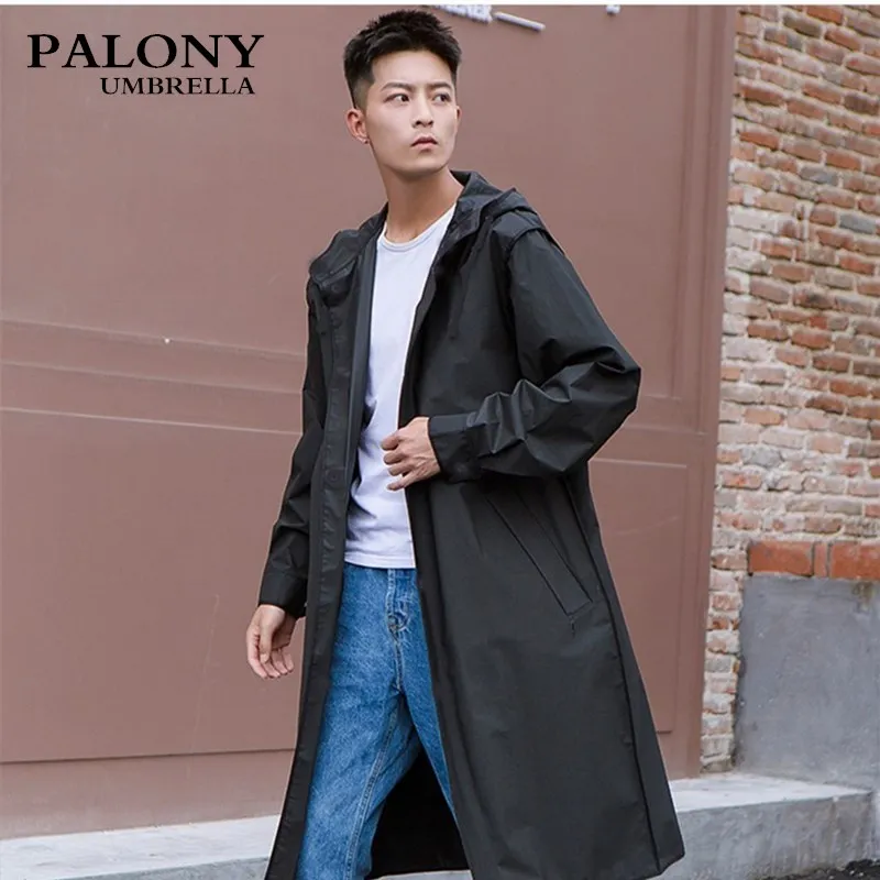 PALONY-Long Waterproof EVA Rain Coat for Men, Hooded Rain Coat, Outdoor Travel Clothes, New