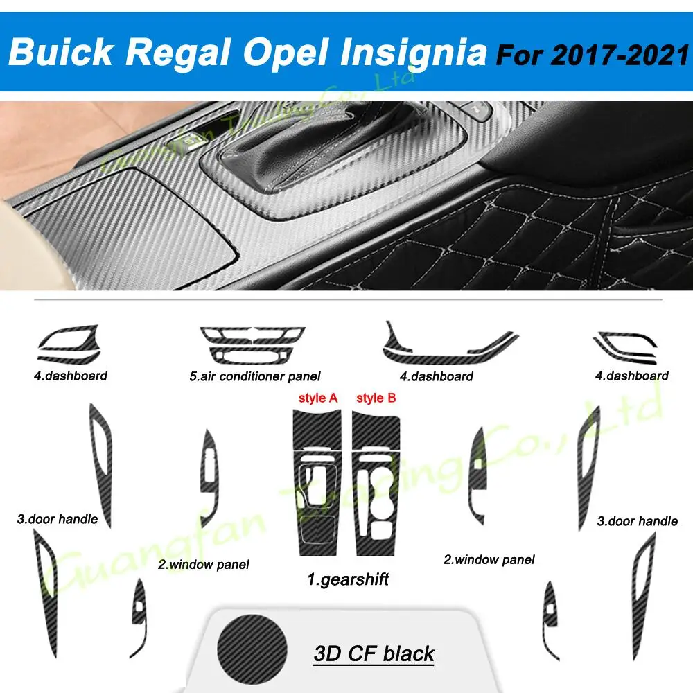 For  Buick Regal Opel Insignia 2017-21 Car-Styling Carbon Fiber Car Interior Center Console Color Change Molding Sticker Decals