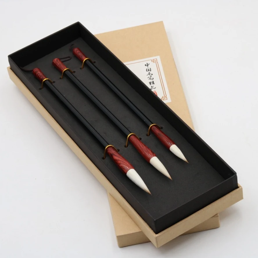 3pcs/set Chinese Painting Brush Pen Set Weasel Hair Watercolor Brush Stationary Painting Supplies