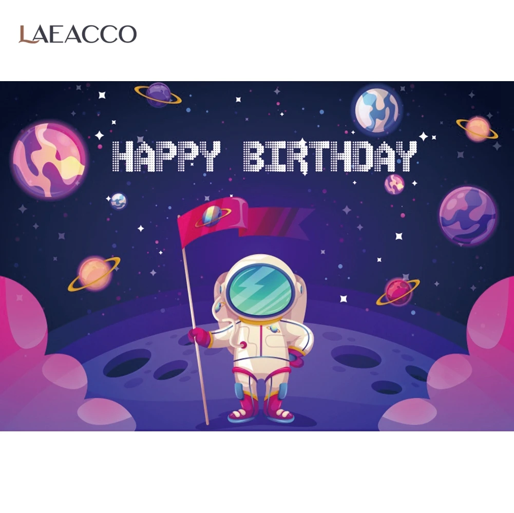 Photo Backdrop For Photography Baby Cartoon Astronaut Planet Science Fiction Baby Birthday Party Poster Photographic Background