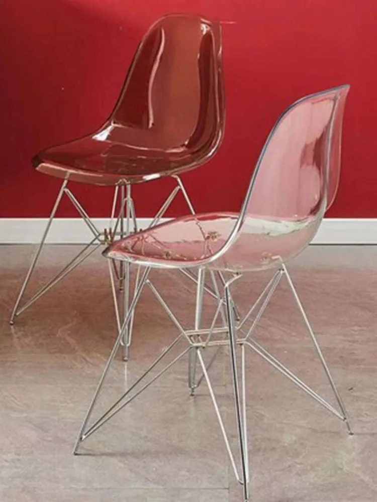 Chair, household transparent plastic dining chair, leisure chair, negotiation chair, manicure makeup chair, hotel chair, photo c