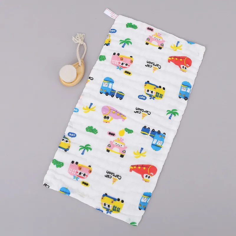 1/2 pieces/baby towel-6 layers of pure cotton gauze soft cartoon pattern bath towel feeding saliva towel