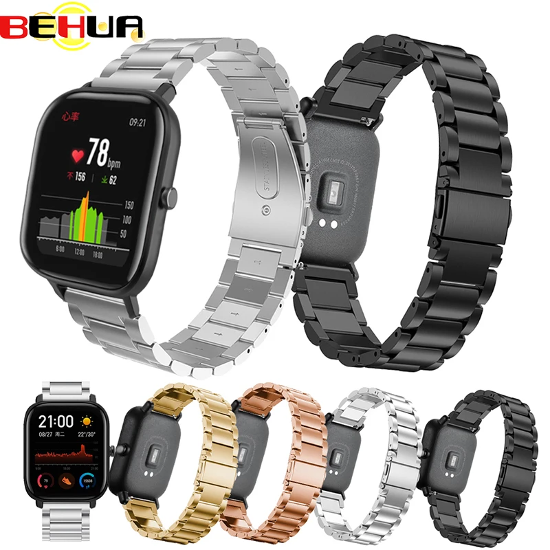 20 Mm Thay Thế Dây Lưới Thép Không Gỉ Dây Đeo Kim Loại Cho Huami XIAOMI AMAZFIT GTS Bip GTR Thông Minh Dây Đồng Hồ Với chân Phụ Kiện