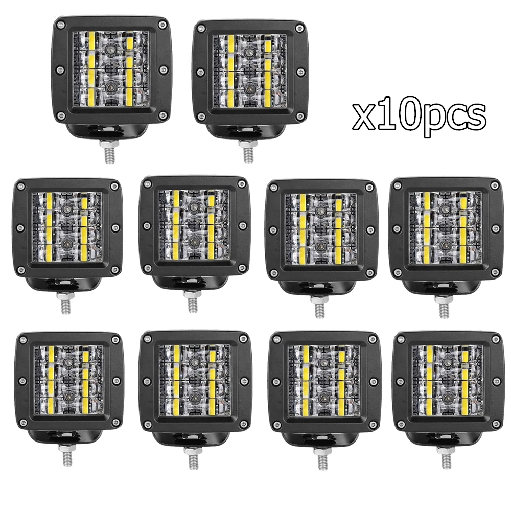 

10pcs 4Inch LED Pod Light Bars Off Road Driving Fog Lights 12V 24V LED Cubes Lights for Truck Boat Pickup ATV UTV SUV Car Parts