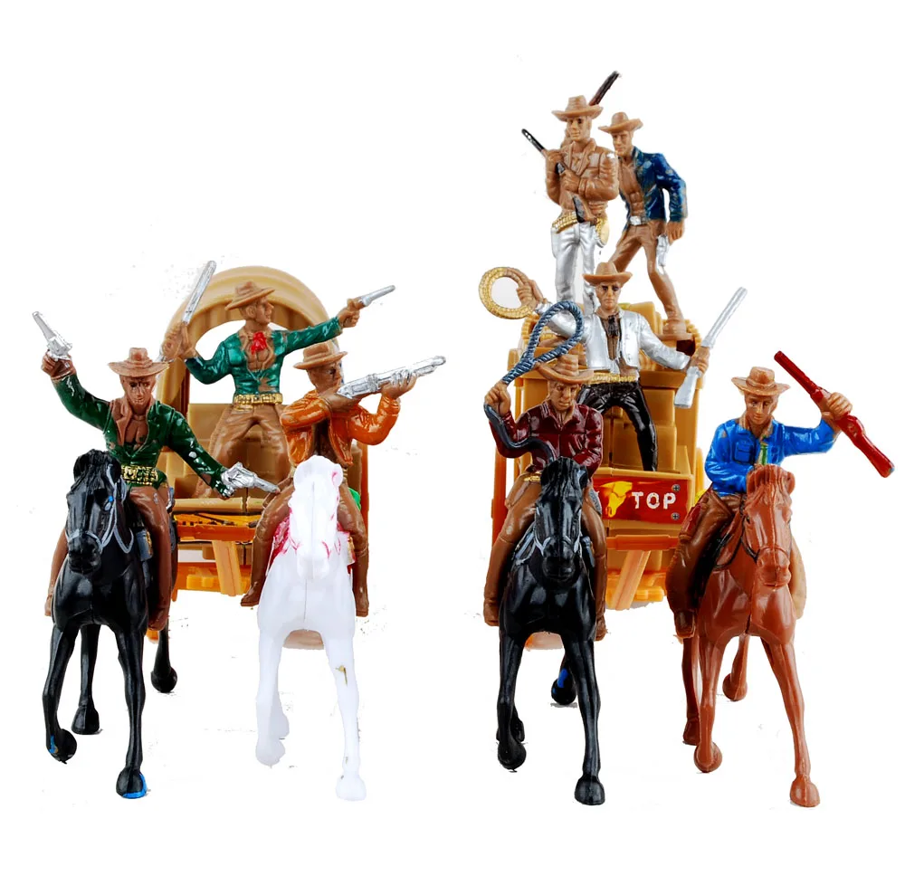 55pcs/Set West Cowboys Native American Indians Plastic Figure Soldiers Toys Playset Accessories