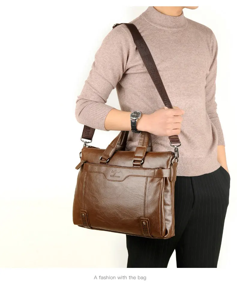 2021 Men‘s PU Leather business Briefcase Men Laptop Male Messenger Bag Men\'s Shoulder Bags Briefcases For Documents Bag