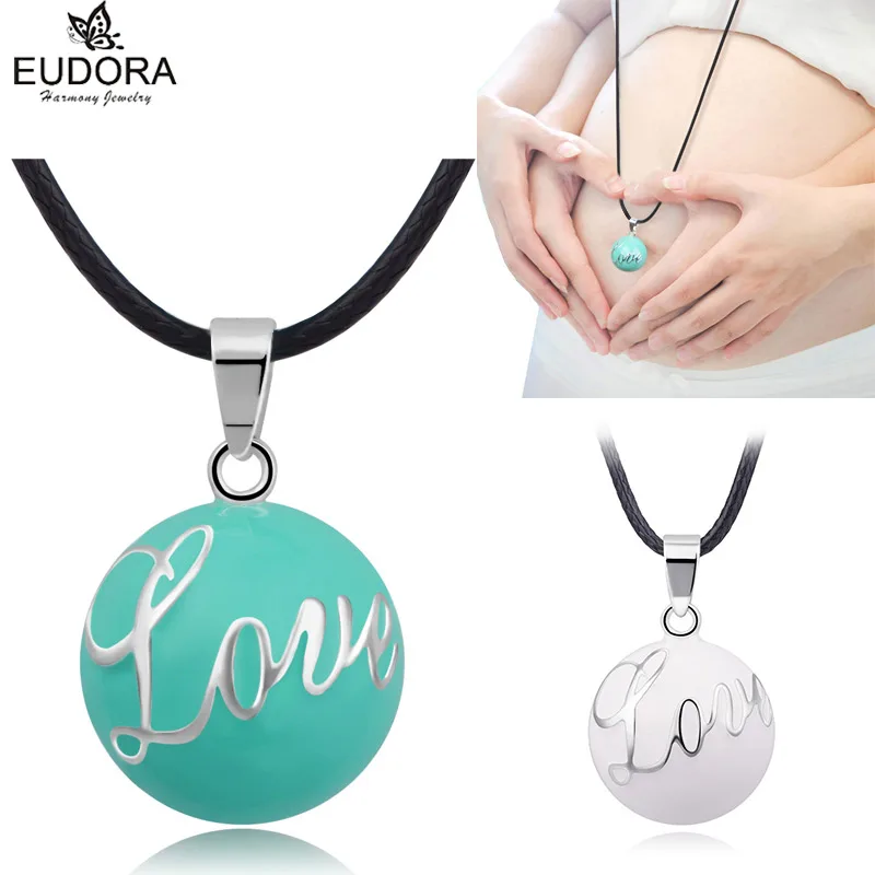 Eudora Angel Caller Baby Chime Ball Blue White Love Letter Harmony Bola Ball Ringing Bola Pendant Necklace Jewelry Pregnant Gift