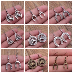 Vintage Lucky Horseshoe Pendant Dangle Drop Earrings For Women Girls Good Luck Jewelry Fashion Jewelry Gift