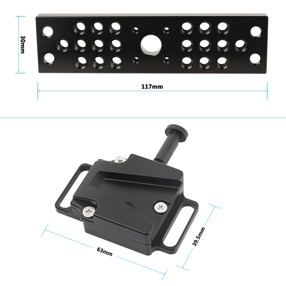 CAMVATE-Adaptador de liberación rápida v-lock hembra, placa de queso con forma rectangular y bloque de rieles de 15mm para montaje de batería de cámara DSLR