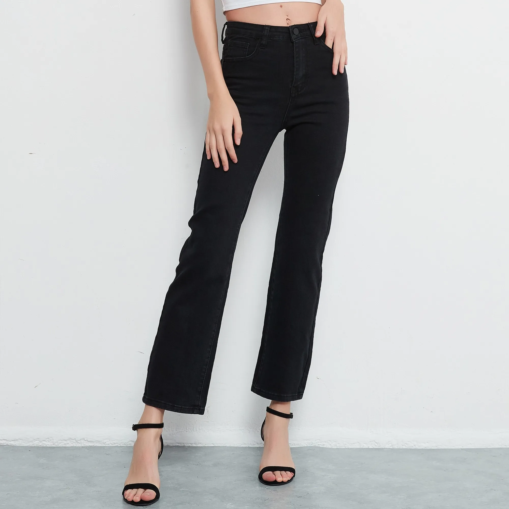 ZHISILAO New Straight High Waist Jeans Women Vintage Black Stretch Loose Long Denim Pants Streetwear Ladies trouser 2021