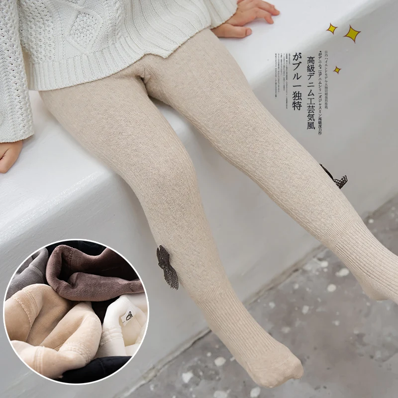 infant baby kids Polar Fleece Lining pantyhose winter plus velvet thick cotton bow child keep warm Twist toddler girls leggings