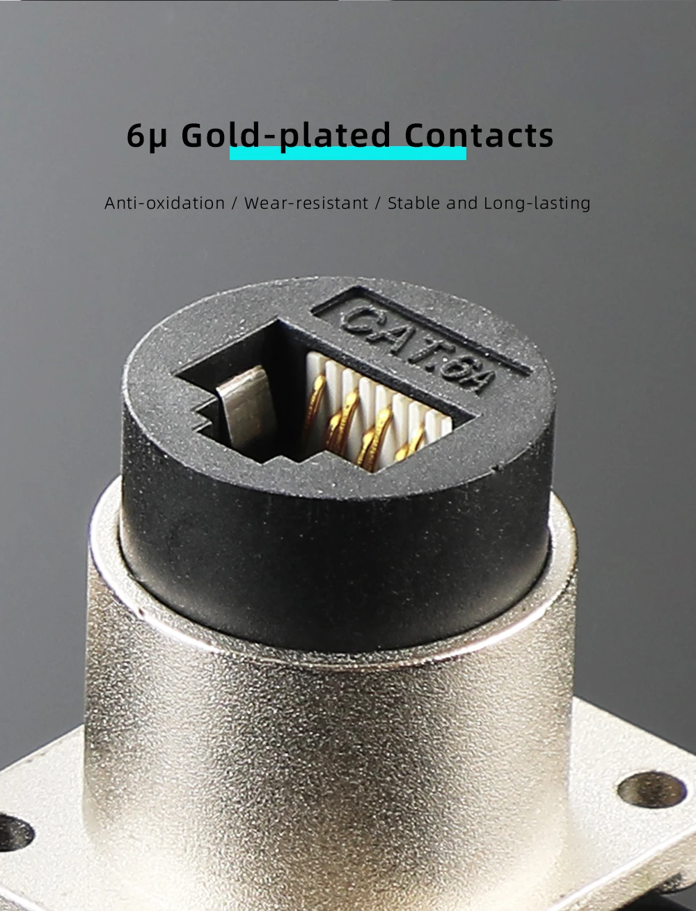 Metall-D-Typ RJ45 Netzwerkmodul RJ45 CAT6 CAT6A Gigabit 10GE Runder D-Typ Crimpanschluss RJ11 4-polige Telefonbuchse – Detail 9