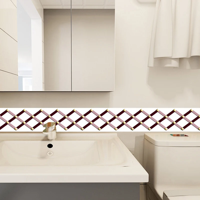 بولي كلوريد الفينيل ذاتية اللصق ملصق جداري مقاوم للماء ثلاثية الأبعاد ستيريو نمط هندسي جدار الحدود غرفة المعيشة ركل خط الحمام ملصقات ثلاثية الأبعاد