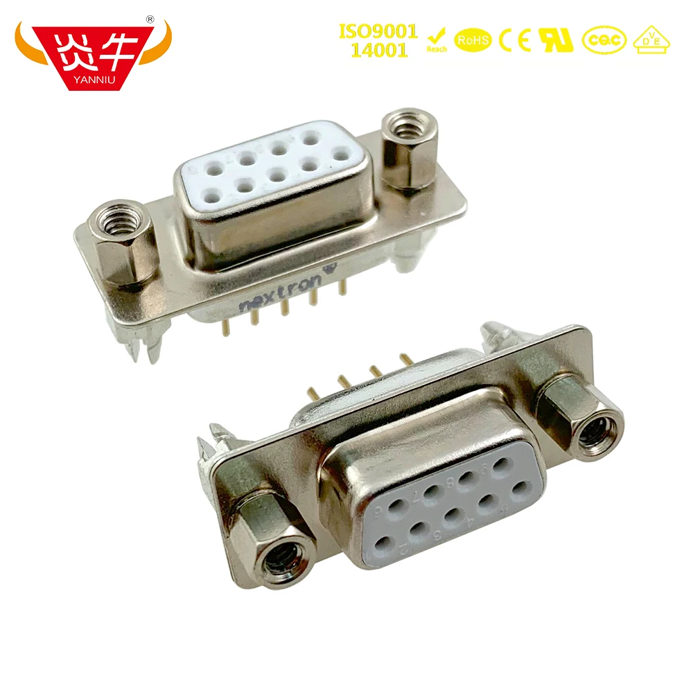 

50Pcs DP-9P WITH FLANGE REVETS RS232 WITH SOCKET 9PIN PCB CONNECTOR D-SUB SERIES FEMALE CONNECTOR GOLD-PLATED 3Au YANNIU