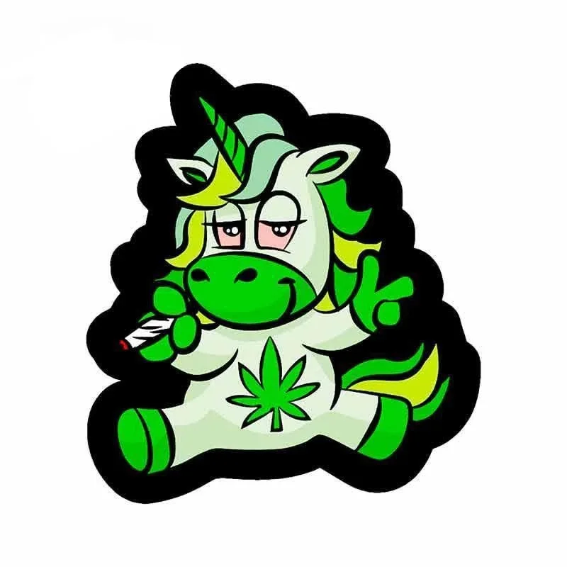 

Personality PVC Decal For Weed Unicorn Car Sticker for Bumper, Window, Wall, Motorcycle Laptop Decorative Accessories
