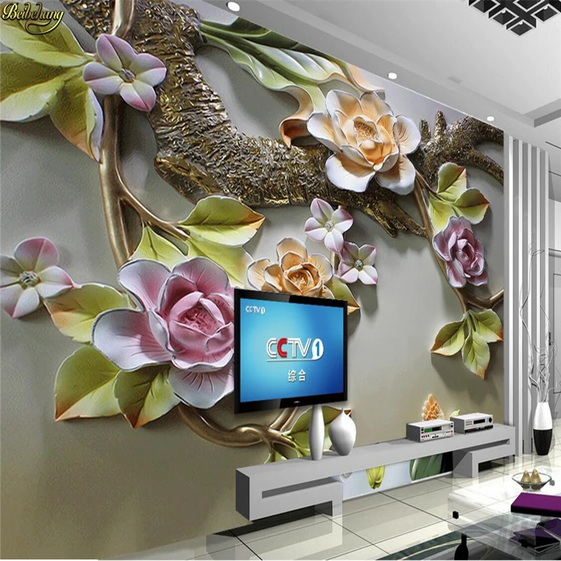 wllyu Custom Photo Wallpaper Mural 3D Flower Bird Embossed Wall Decorative Painting papel de parede wall papers home decor