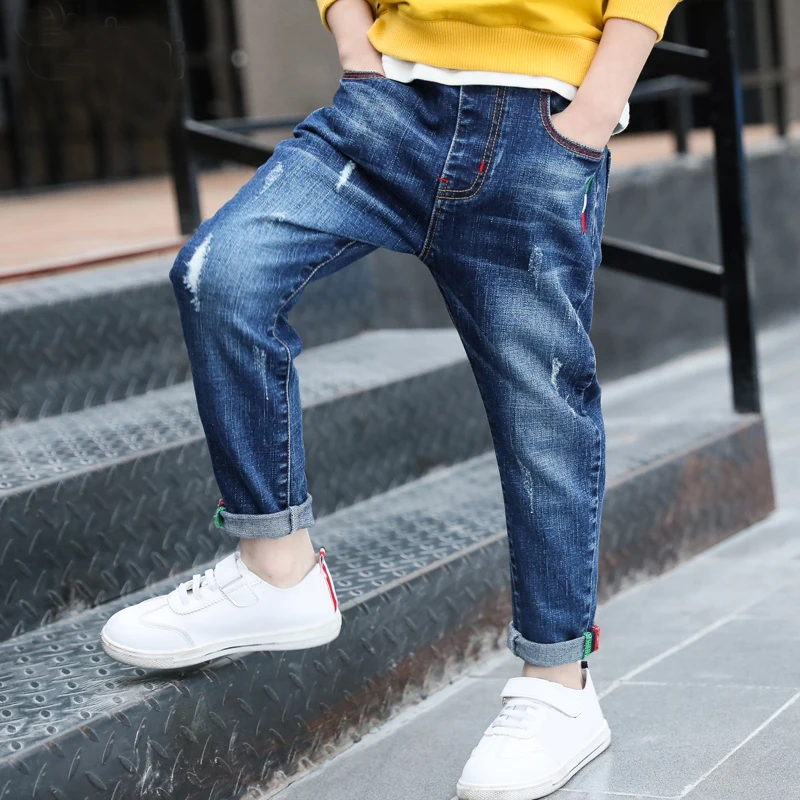 IENENS  Young Boy\'s Jeans Light Color Cowboy Trousers Boys Denim Long Pants 4-11 Years Children Kids Baby Boy Jean Bottoms