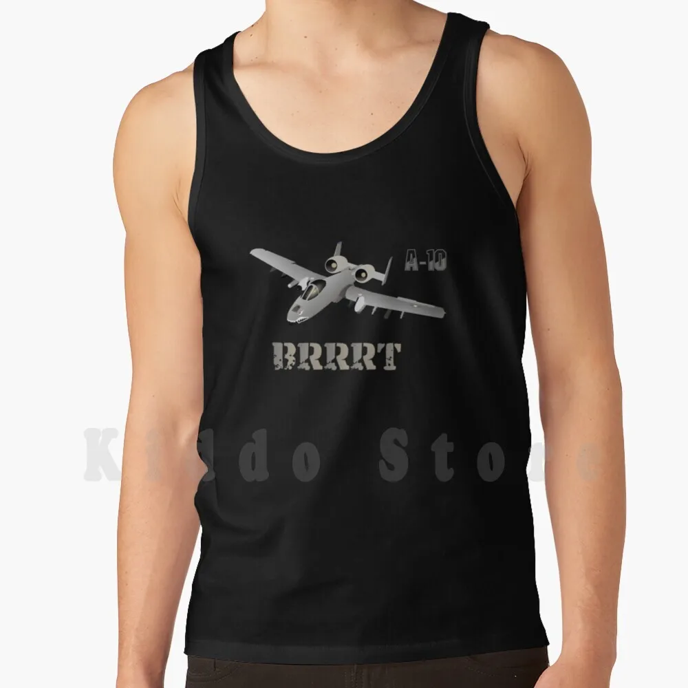 A-10 Warthog Jet Brrrt Tank Tops Vest 100% Cotton A10 A 10 Jet Fighter Military Air Force Brrrt Meme Grey Aviation