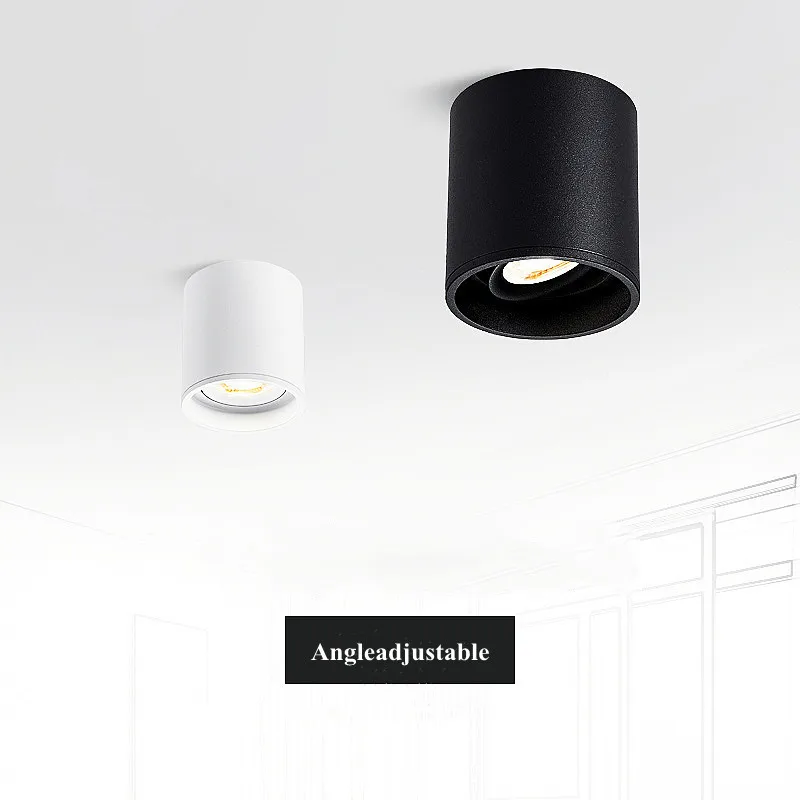 Round Dimmable LED Surface mounted Downlight 7W 9W 12W 15W Ceiling Lamp Spotlight angle adjustable ceiling type household
