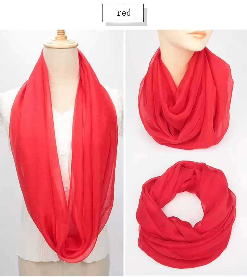 Spring Autumn Chiffon Hedging Bib Pure Color Wild Neck Scarf Women's Soft Light Breathable Decorative Beach Sunscreen Gauze D62