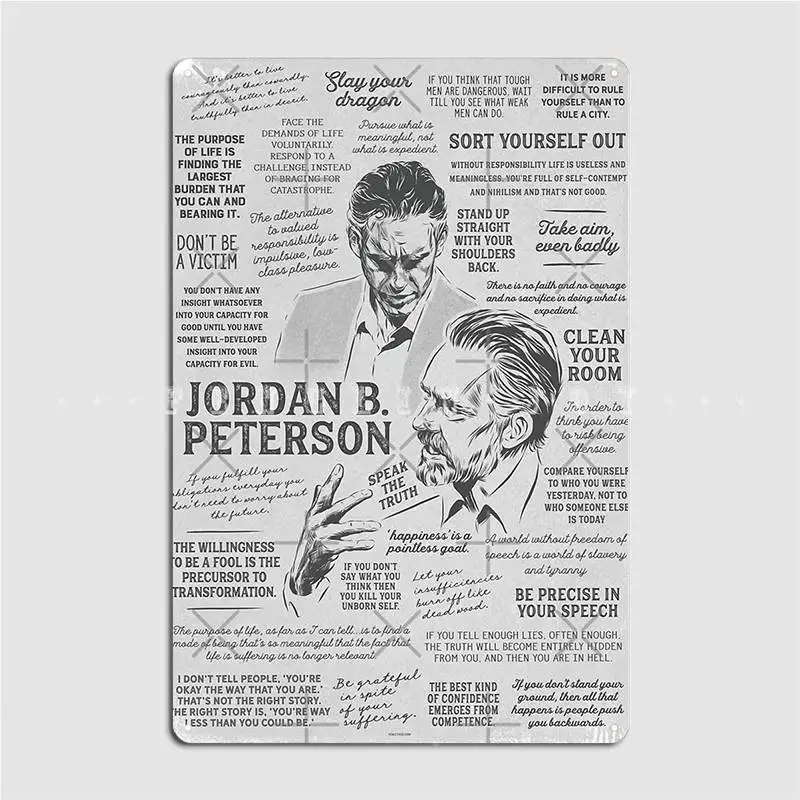 Jordan Peterson Many Quotes Metal Sign Pub Club Bar Funny Plaques Tin Sign Poster