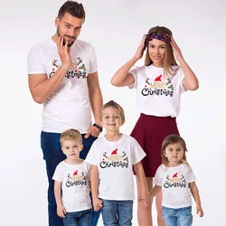 1pcs Merry Christmas Family Matching Tshirt Mommy Daddy Daughter Son Funny Match T-shirt Clothes Mom Dad Kids Baby Outfit