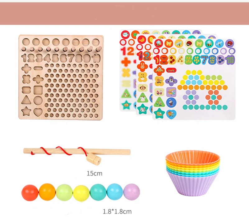 Montessori Giocattoli di Legno Mani Brain Training Del Clip di Perline Di Puzzle di Bordo pesce Matematica del Gioco Del Bambino Primi Giocattoli Educativi per I Bambini