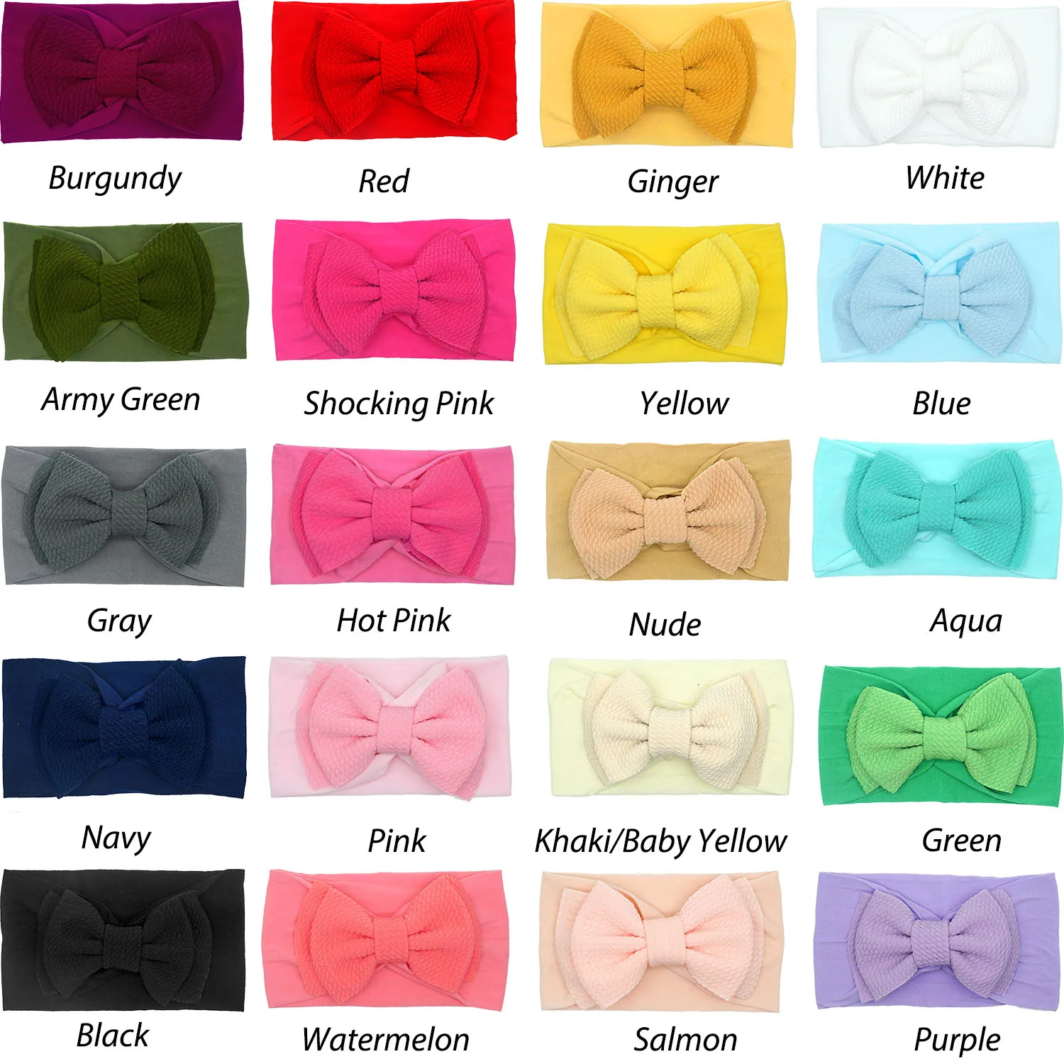 12pcs Baby Girl\'s Headbands 4.5 Inch Hair Bows Soft Wide Nylon Headbands for Newborn Infant Toddler Photographic Accessorie