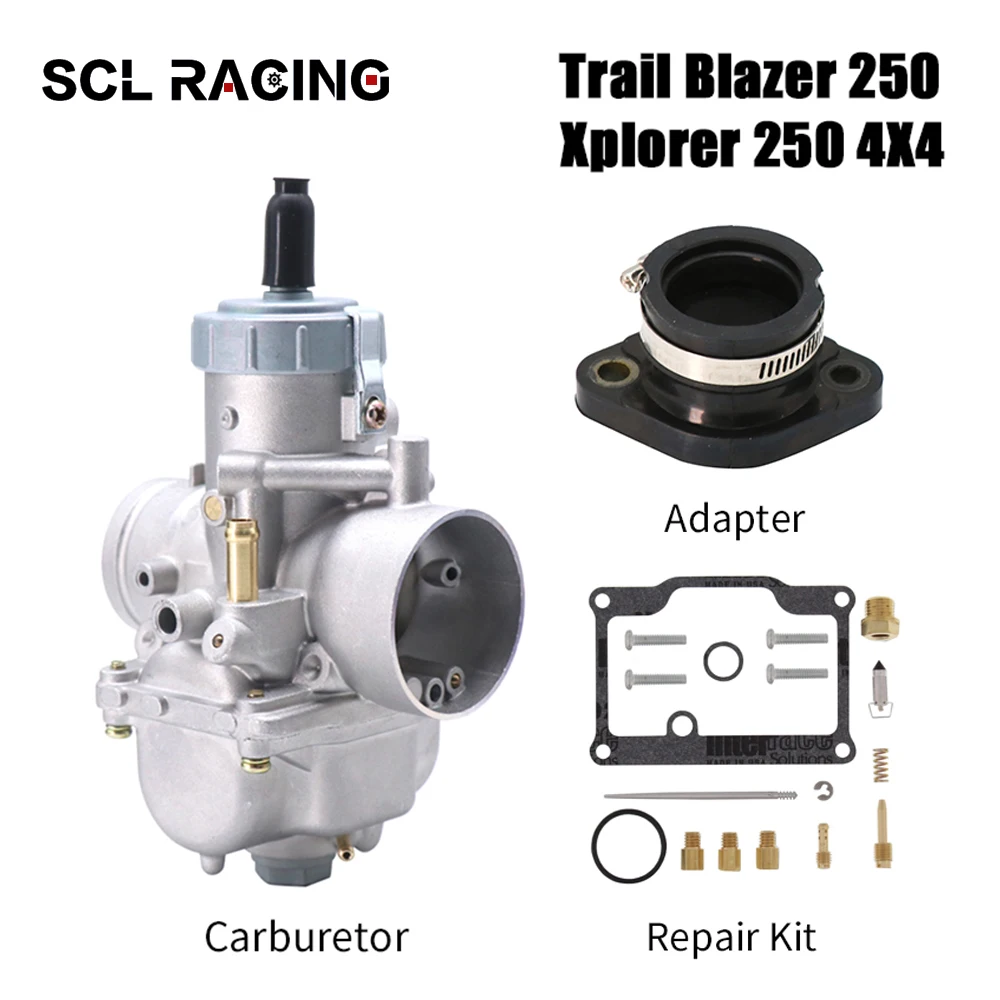 SCL Racing Motorcycle Carburetor with Adapter Repair Kit For Polaris Trail Blazer 250 1990-2006 Xplorer 250 2000-2002 4T Carb