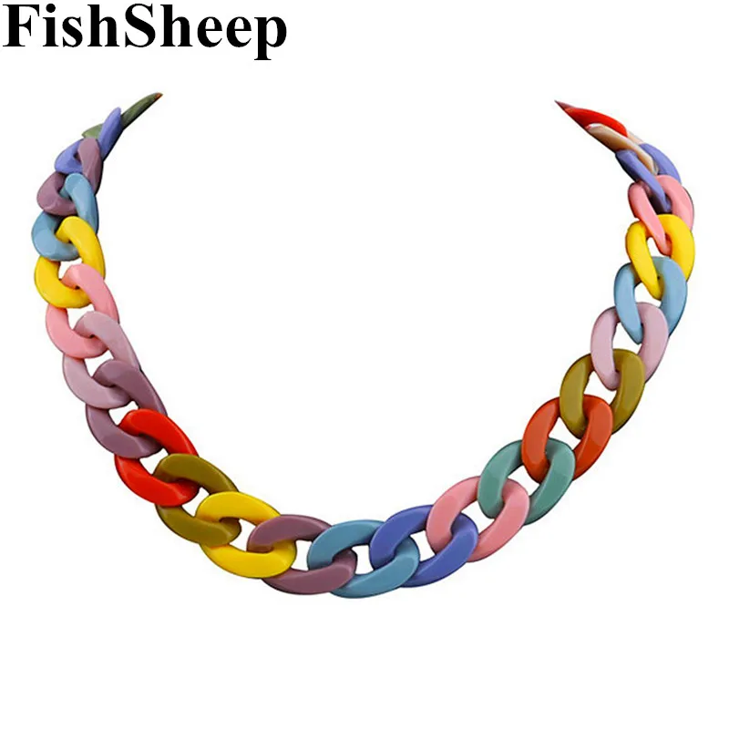 FishSheep Trendy Bunte Acryl Kette Choker Halsketten Für Frauen Aussage Matte Harz Breite Kette Kragen Hals Schmuck 2022 Neue – Detail 13
