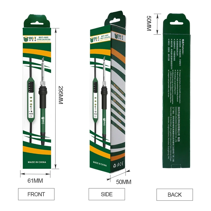 

BST-102C Electric Soldering Iron Portable Soldering Tools Constant Temperature Adjustable Heater Element SMD Welding Rework Tool