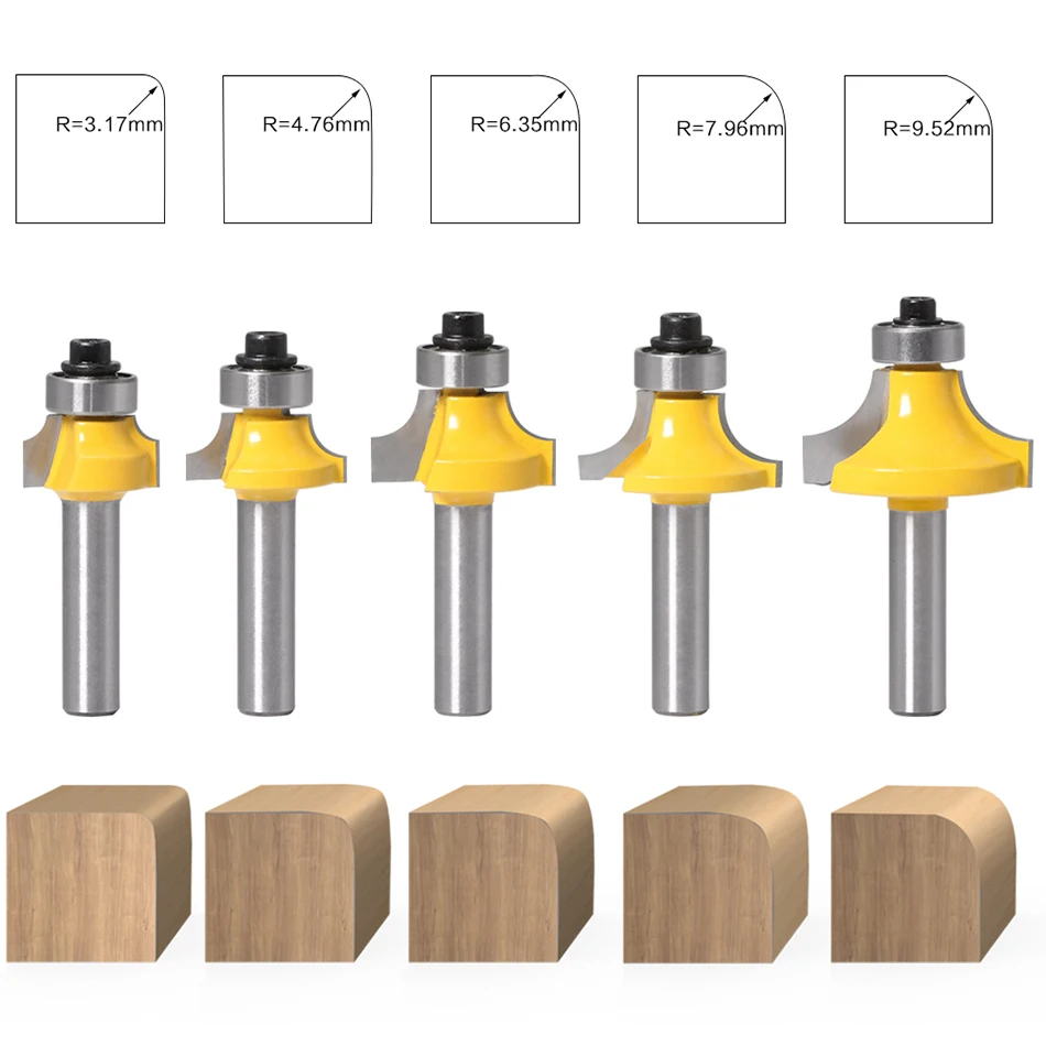 8 mm hoekronde frees met lagerfrees voor hout houtbewerkingsgereedschap wolfraamcarbide