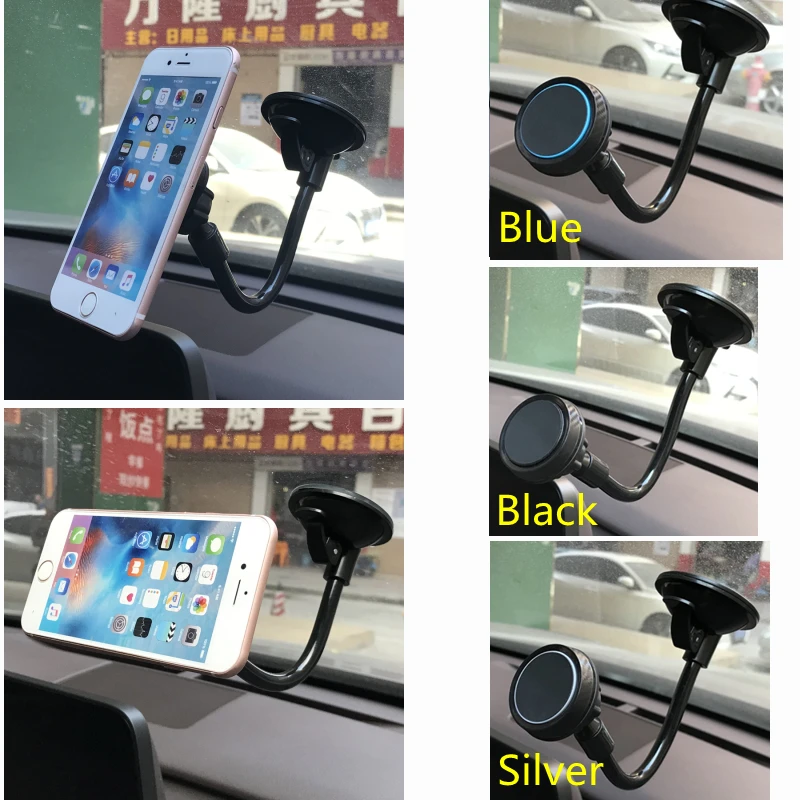 Flexible Long Arm Magnetic Car Phone Holder Silicon Pad Strong Sucker Magnet Phone Stand Holder For Smartphone Car Accessories