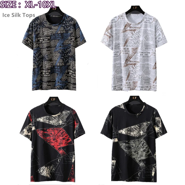 Oversized T Shirt Men Summer Top Newspaper Short Sleeve Tshirts Oversized  Plus 6XL 8XL 9XL 10XL Tee Shirts Mens Ice Silk Tops - AliExpress