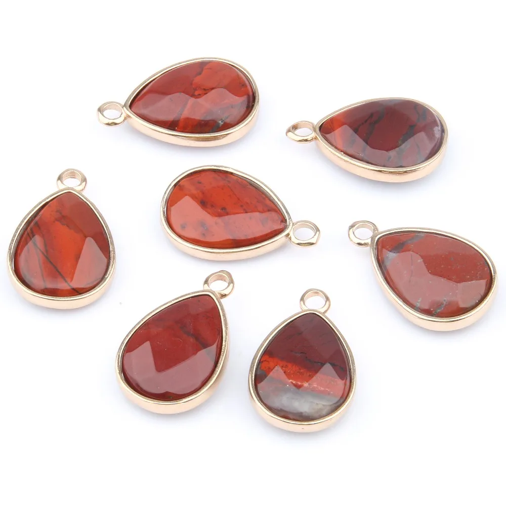 Natural Stone Water Drop Shape Pendant Rose Quartzz/Tiger Eyes Pendant DIY for Necklace Accessories or Jewelry Making