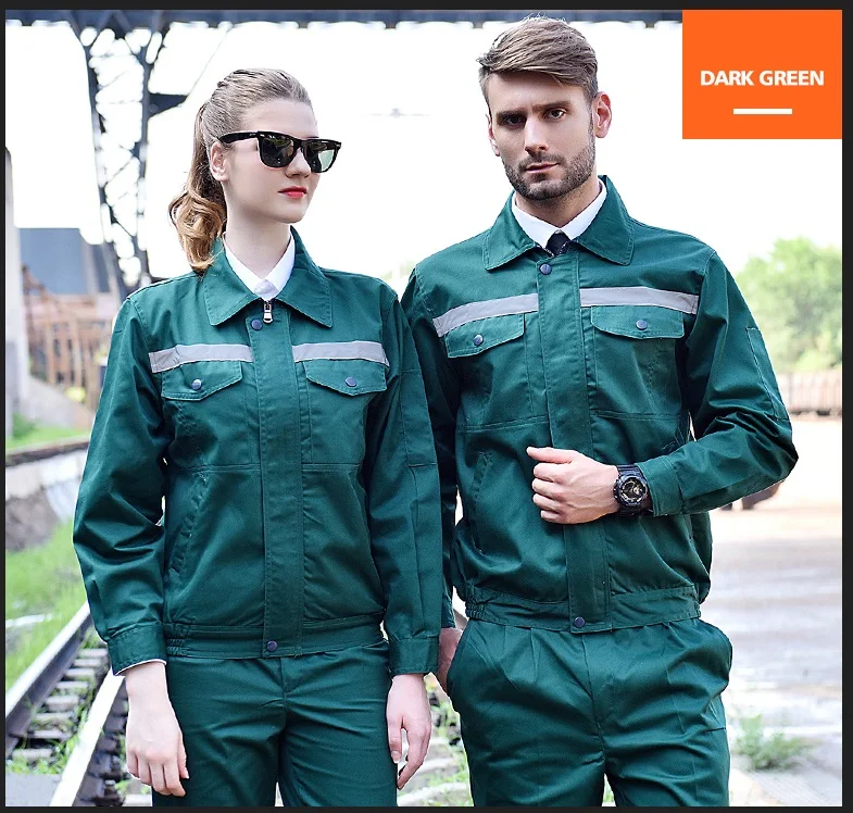 Arbeiter Kleidung Set Männlich/weiblich Fabrik Werkstatt Uniform Lange-sleeve Overalls Schweißen Anzug Männliche Sicherheit Reflektierende Streifen ingenieur