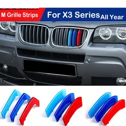 3pcs M Color Car Racing Grille Strip Trim Clip M Power For BMW X3 F25 G01 E83 X4 F26 G02 2003 2004 2005 2006 2007 2008 2009-2021