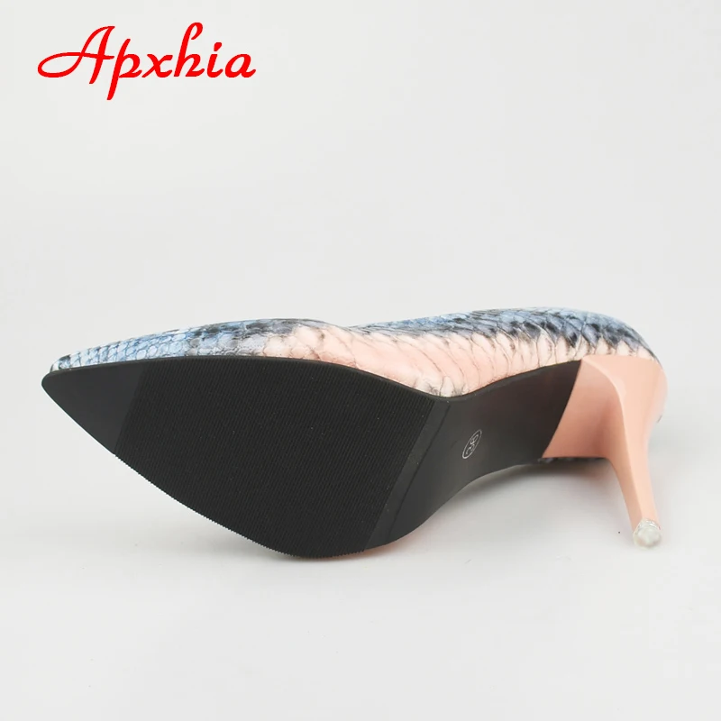 Aphixta Plus Big Size 34-42 Pumps Women Shoes 10cm Thin Heels Snake Print Leather Office Party Dress Stiletto Heels Shoes Woman