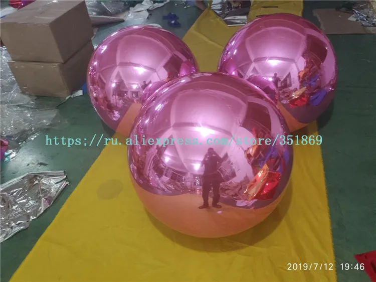 pink gold PVC Inflatable mirror decoration Ball ,Christmas globe Ball Reflect Light wedding Mirror Ball For Stage Exhibition