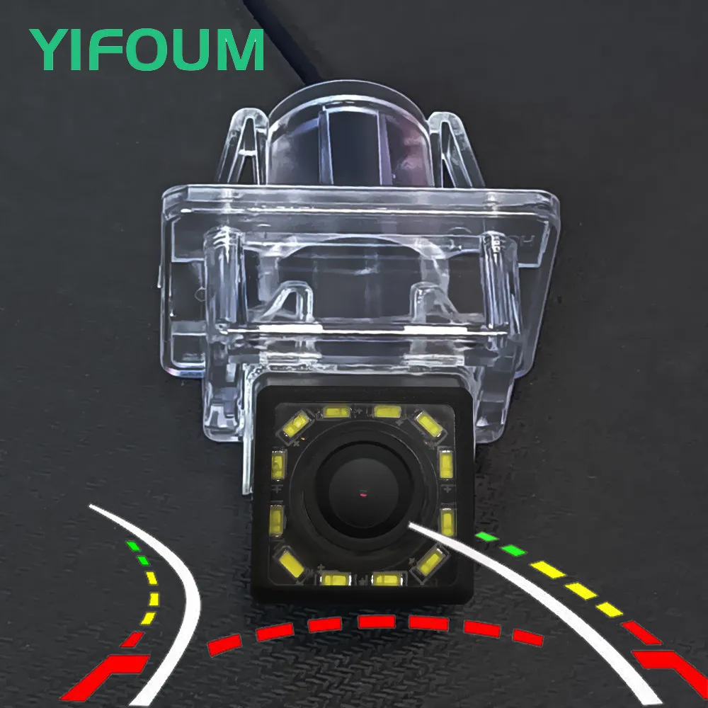 AHD Fisheye 12LED Dynamic Trajectory Car Rear View Wireless Camera For Mercedes-Benz C Class W204 C180 C200 C280 C300 C350 2007-